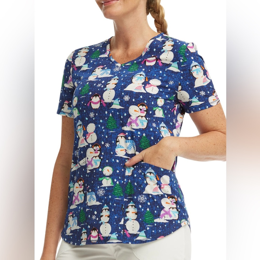 Scrub Star Women's Penquin Playtime Top Size M